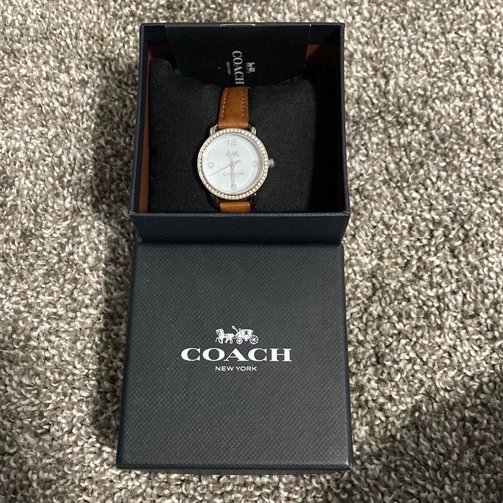 Brown leather banded coach watch